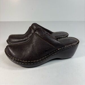 Born Dark Brown Leather Clogs 2.5”Heel